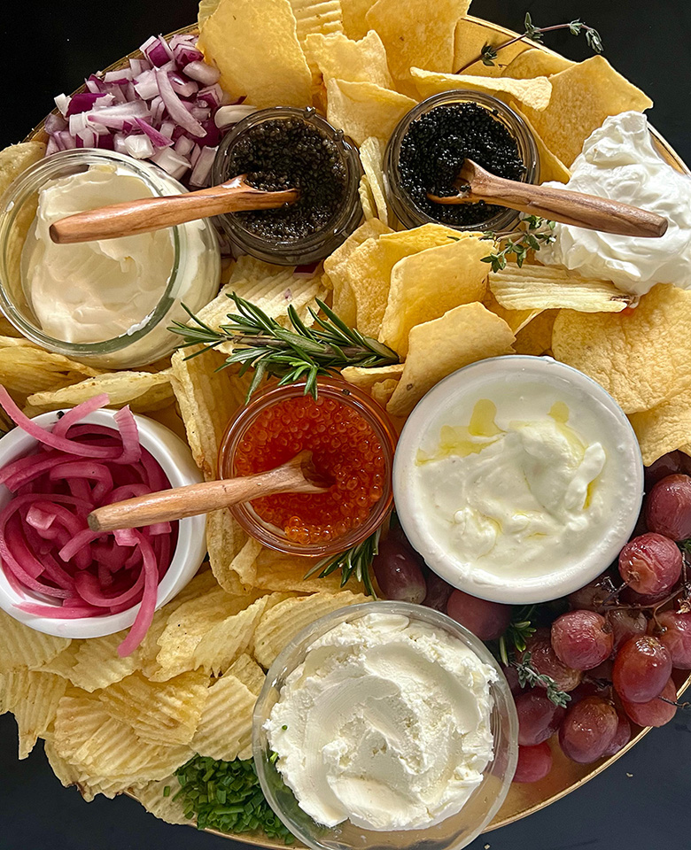 Caviar and Potato Chip Appetizer Board